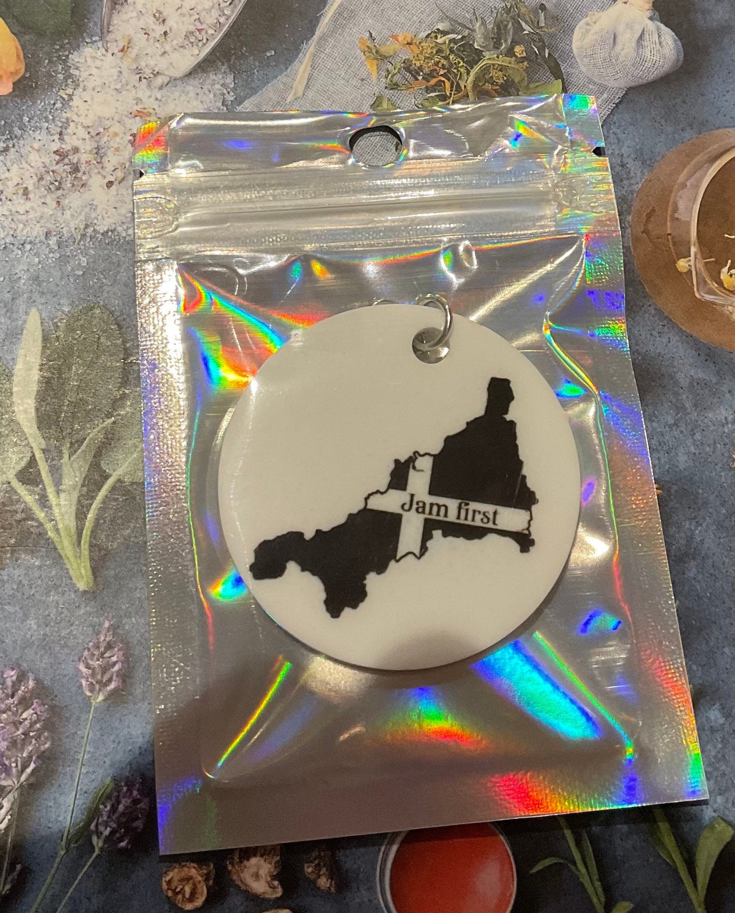 Jam first , Cornwall Keyring , Cornish gift , Novelty gift , small gift , Cornwall , Cornish item , Made in Cornwall