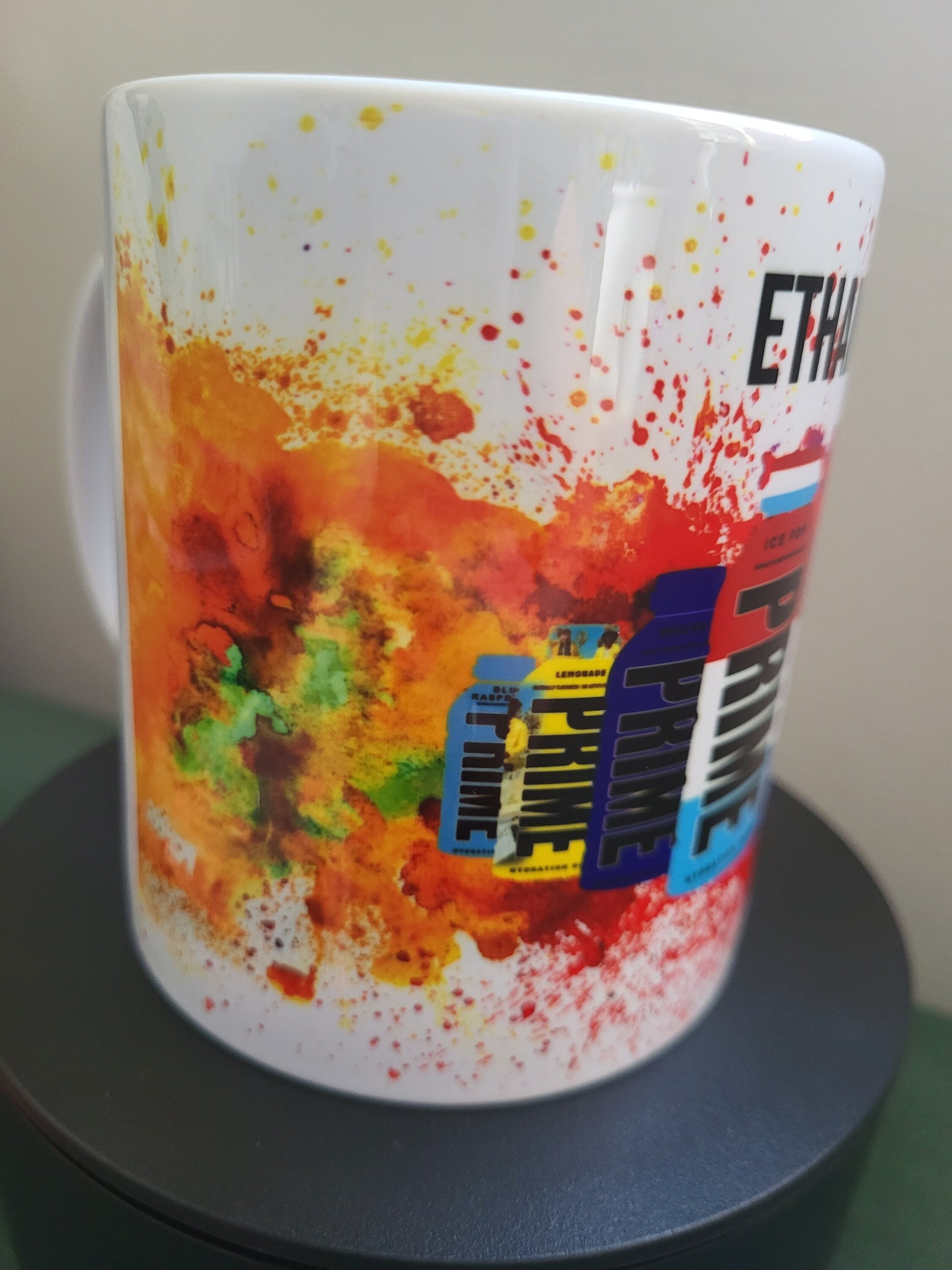 Ethan's Prime Hydration Mug: Colorful Splash, Hydration Drink Designs, Personalized Gift