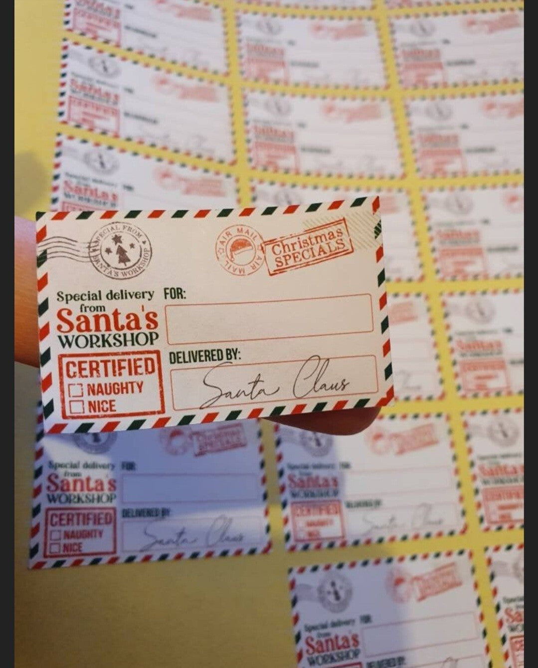 Santas nice list workshop stickers north pole Personalised Christmas Labels