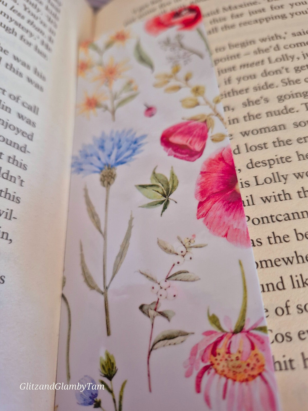 Floral Bookmark, Watercolor Flower Book Mark, Gift for Book Lover, Wildflower Design, Reader Gift, Handmade Bookmark
