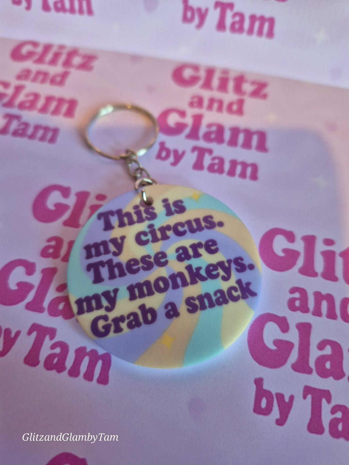 🎪 This is my circus, these are my monkeys Keyring – Pastel Sass for Chaos