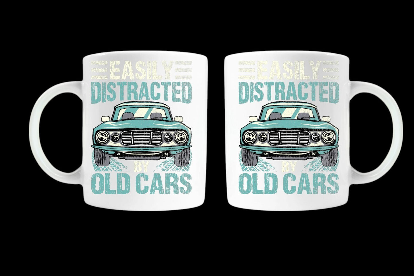 Easily distracted by old cars quoted mug birthday valentines christmas gift