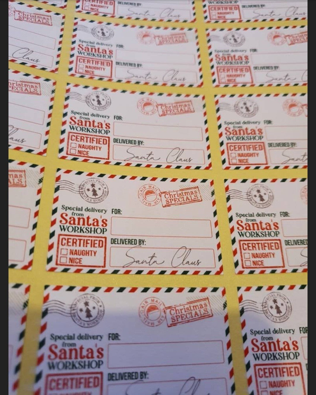 Santas nice list workshop stickers north pole Personalised Christmas Labels