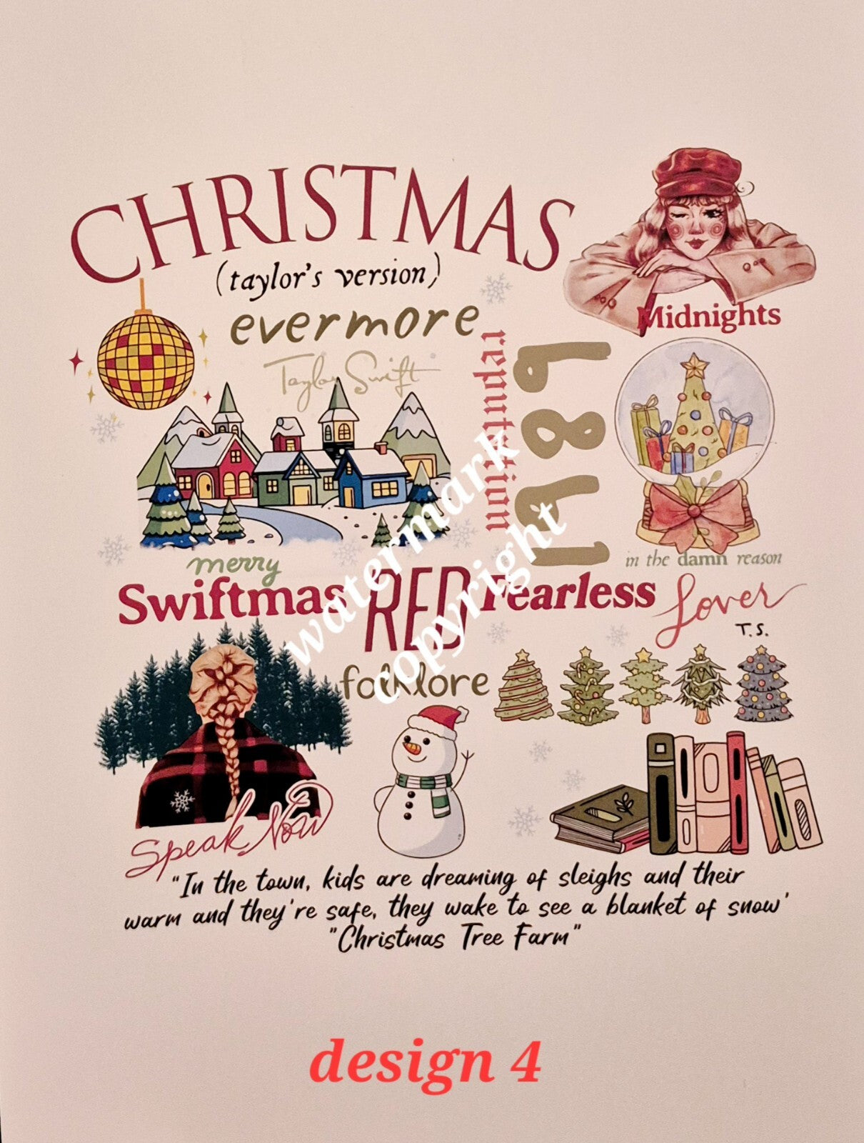 Taylor Swift Christmas Fan Art: Album Eras Print (Midnights, Red, Lover, More). Swiftmas Decor & Gift Idea