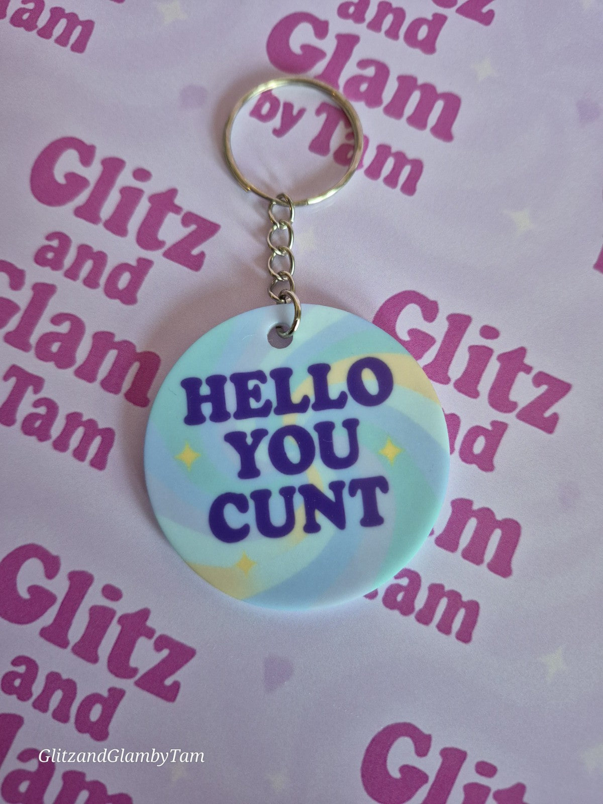 Hello You C*nt Sweary Keyring - Pastel Sass In Your Pocket