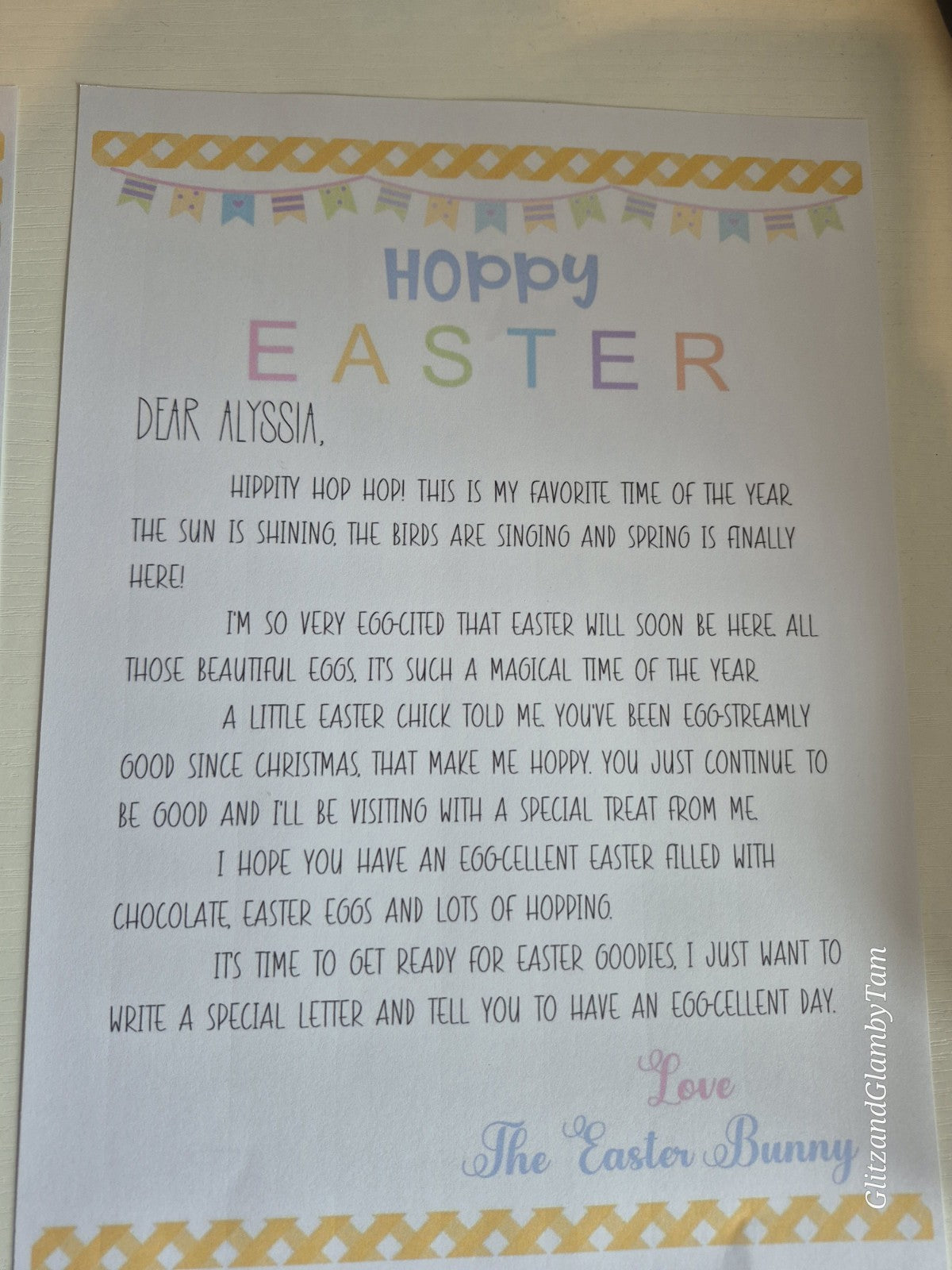 Personalized Easter Bunny Letter for Child: A Special Note for Easter Goodies & Treats!