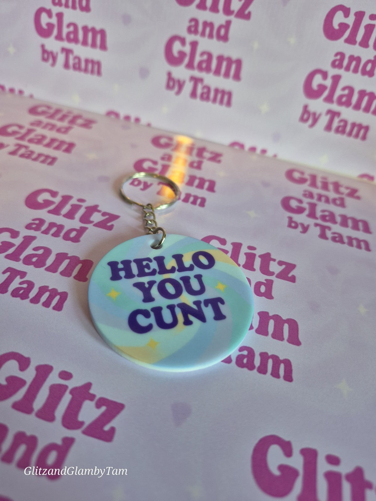 Hello You C*nt Sweary Keyring - Pastel Sass In Your Pocket