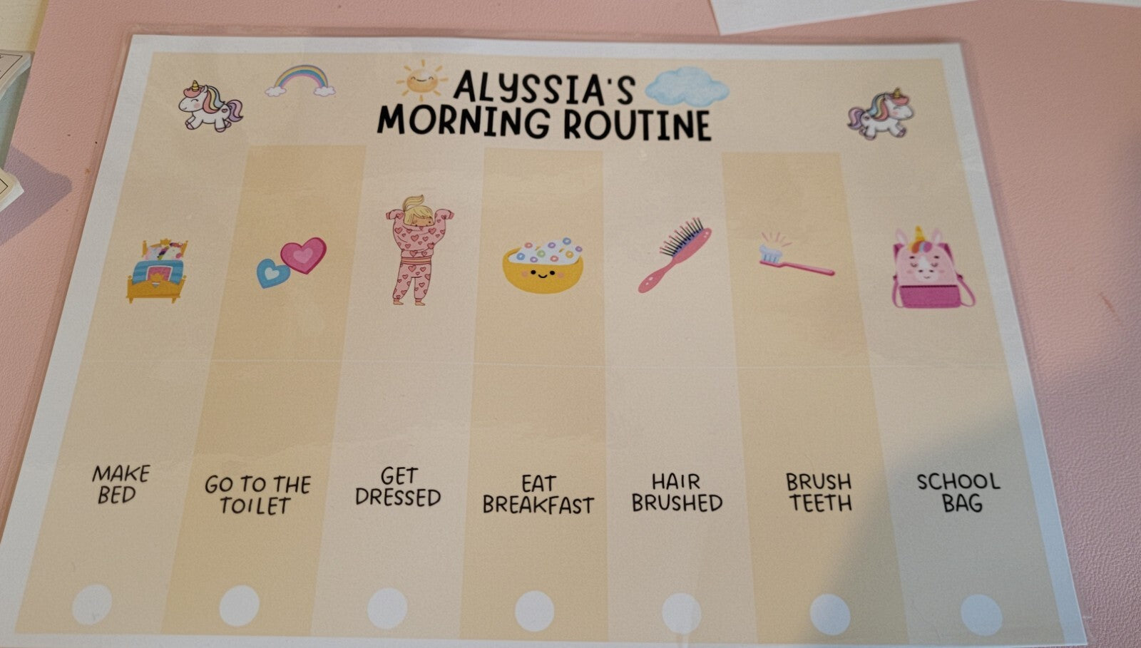 Alyssia's Morning Routine Chart: Kids Visual Schedule, Reward Chart for Children, Printable Morning Checklist