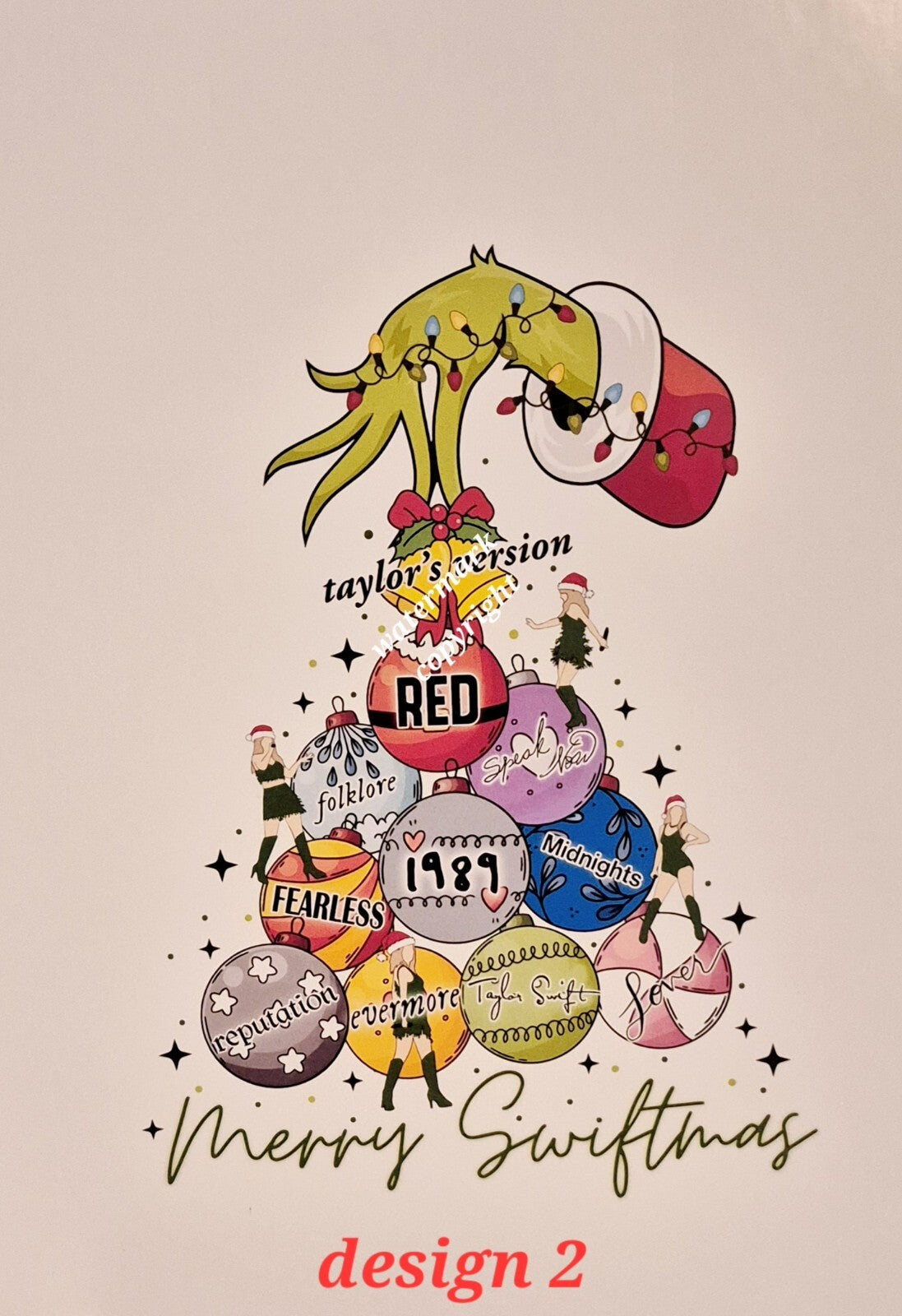 Taylor Swift Swiftmas Grinch Christmas Ornament Tree Print | Album Eras Gift