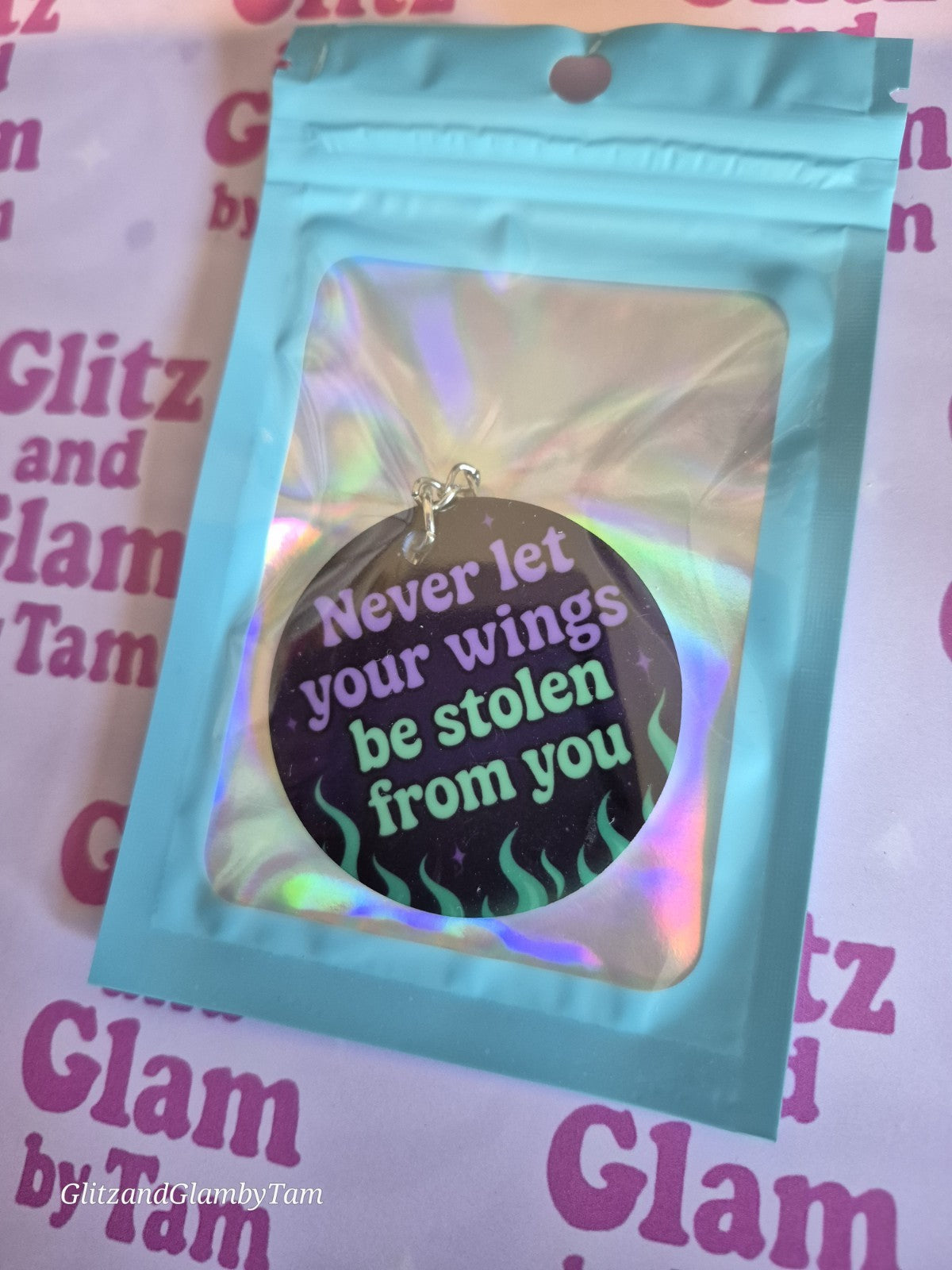 Maleficent-Inspired Keyring – “Never Let Your Wings Be Stolen” – Gothic Acrylic