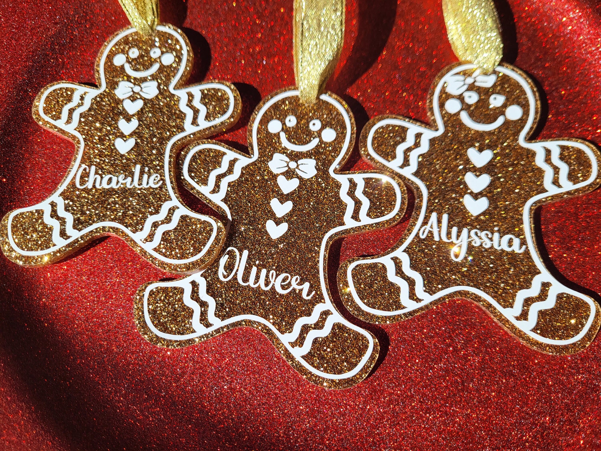 Personalized Gingerbread Ornaments: Charlie, Oliver, Alyssa. Christmas Decorations.