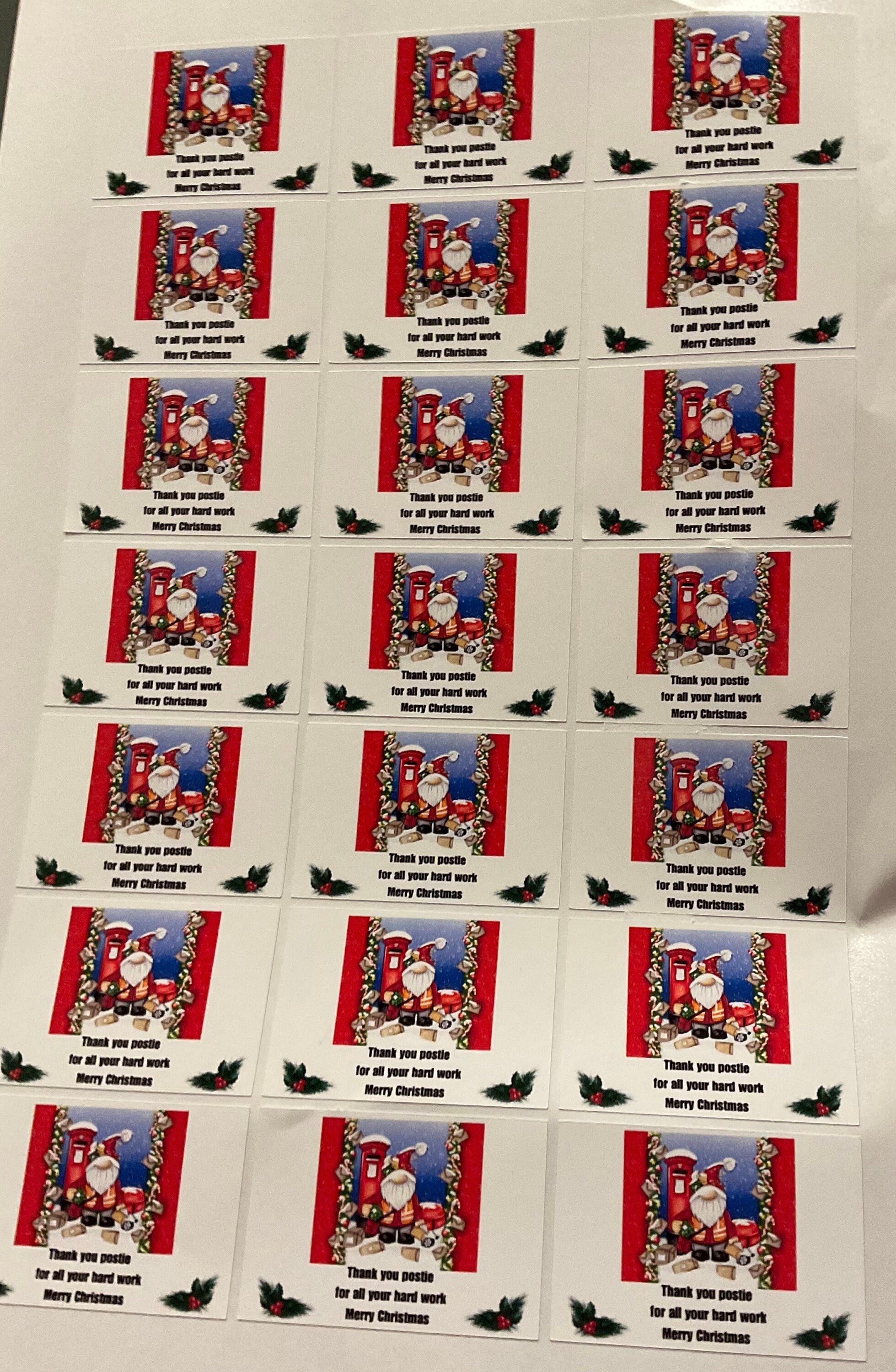 Christmas "Thank You Postie" Stickers: Gnome, Postbox, Festive Design, Holiday Gratitude for Hard Work, Merry Christmas