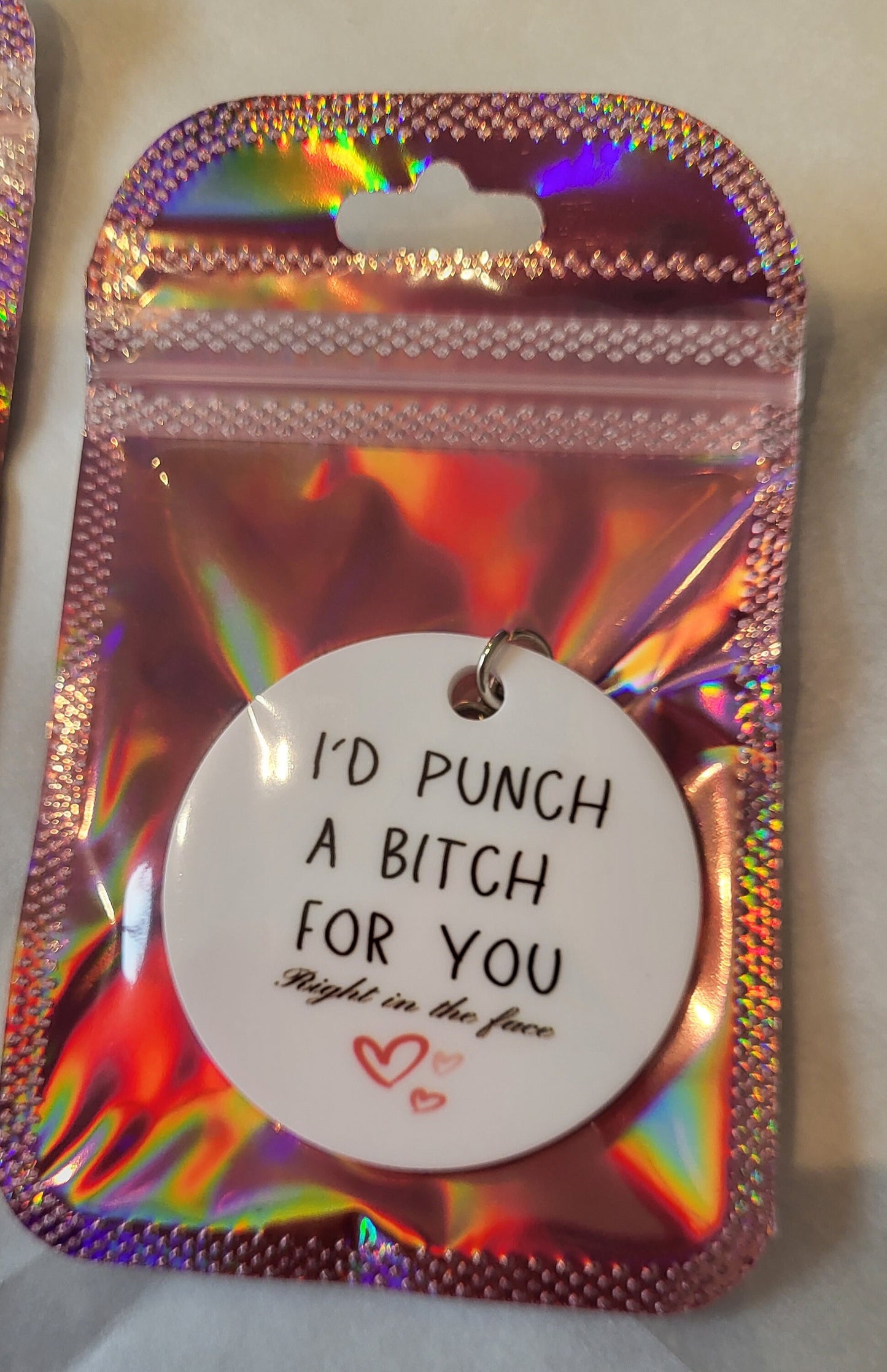 I'd punch a b**ch for you right in the face keyring | novelty gift | gift for her | christmas gift | birthday gift | sweary gift | friend