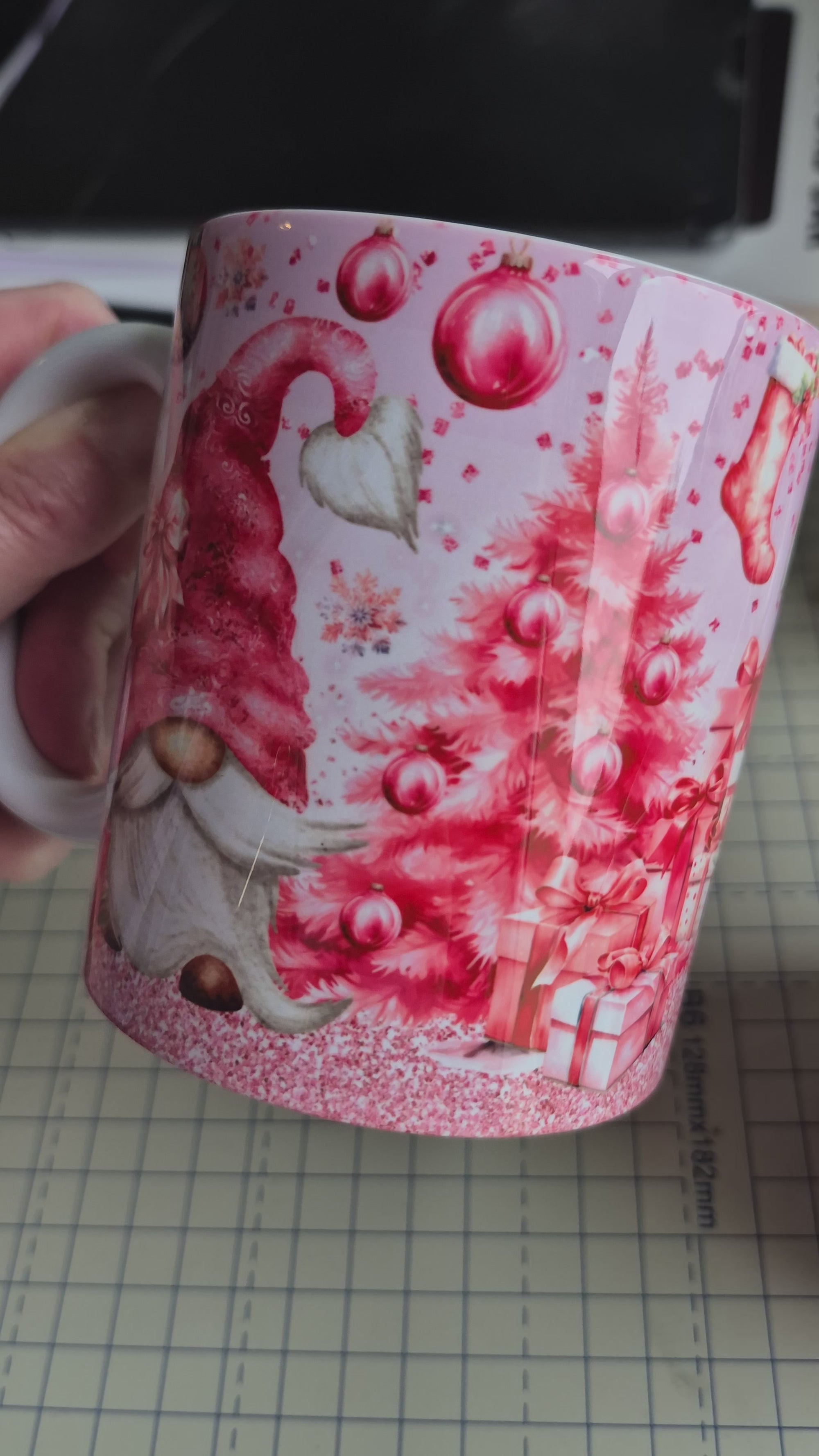 🎄 Personalised Pink Christmas Gonk Mug – 11oz | Dishwasher & Microwave Safe | Festive Gift Idea 🎁