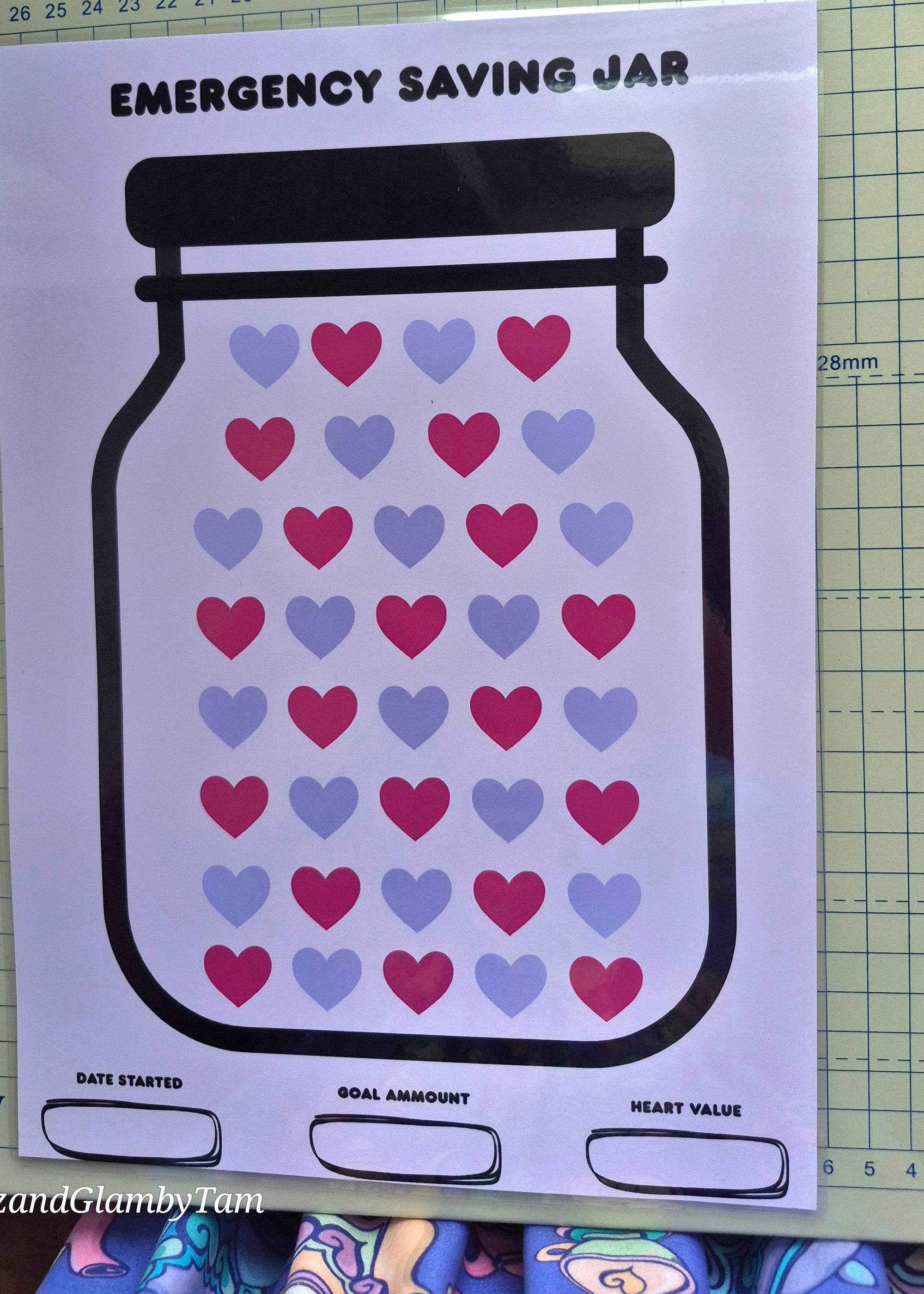 Emergency Fund Savings Jar Tracker – A4 Laminated Chart with Pastel Hearts | Budget Planner Tool | Reusable Money Saving Goal Sheet