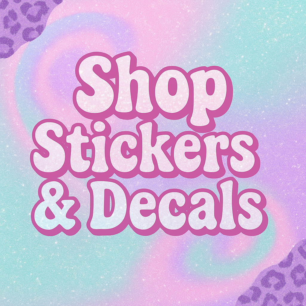 Custom business stickers, birthday stickers, and postage labels – fun, bold designs handmade by Glitz and Glam by Tam