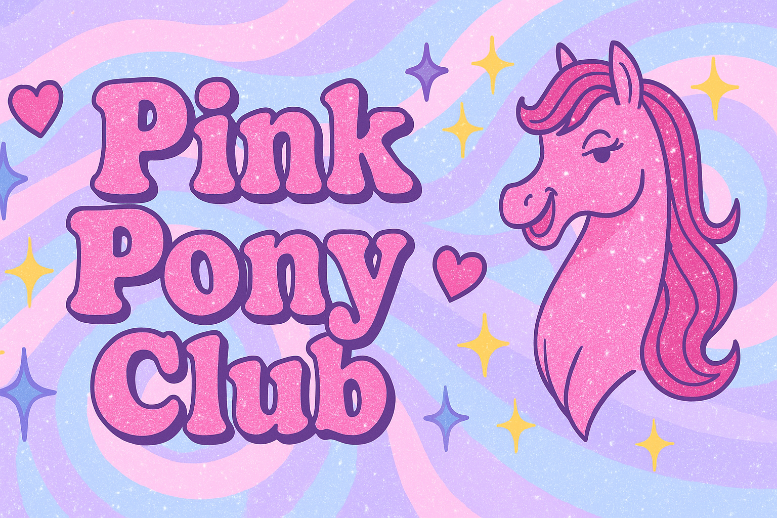 Pink Pony Club gifts – pastel swirl mugs, keyrings, and accessories with pink ponies and cheeky slogans by Glitz and Glam by Tam