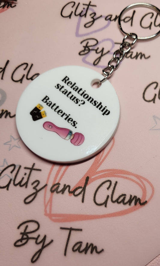 Funny humor adult keyring gift , gift for her , single lady