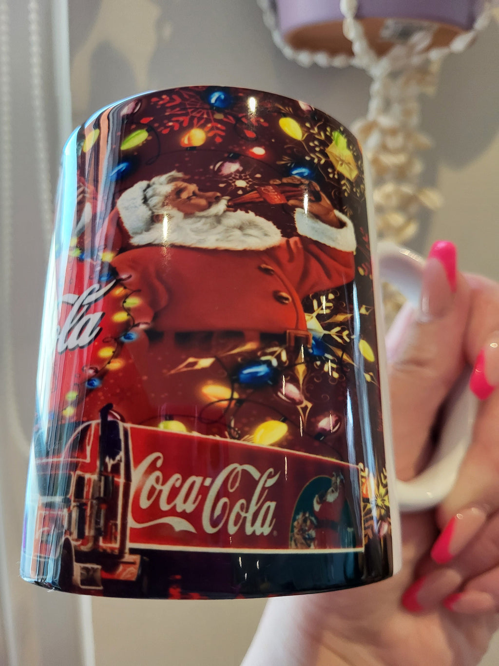 Coca-Cola Santa Mug: Vintage Christmas Collectible with Truck & Lights