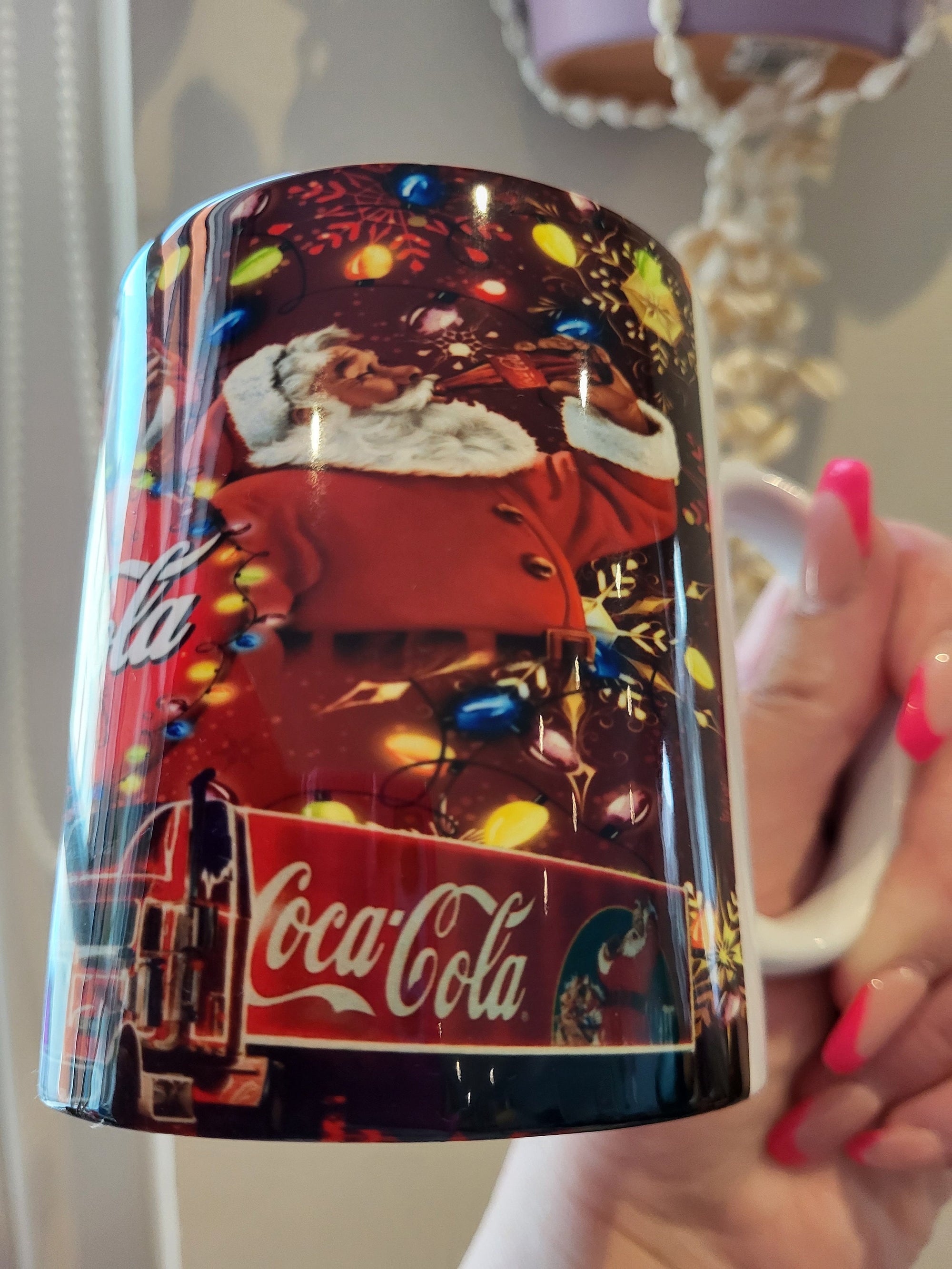 Coca-Cola Santa Mug: Vintage Christmas Collectible with Truck & Lights