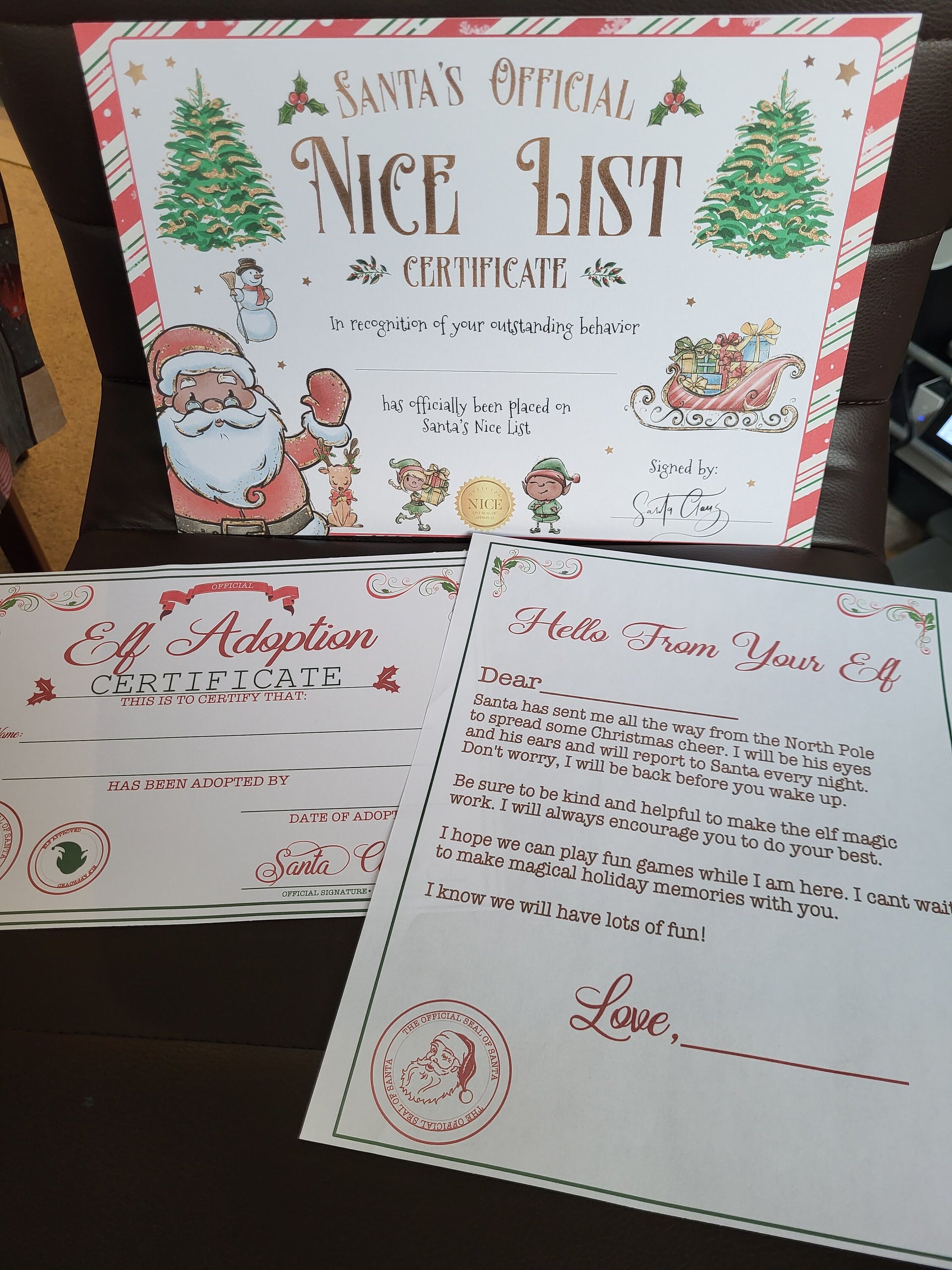 Santa's Nice List Certificate, Elf Adoption, Letter from Elf - Christmas Printables for Kids, Holidays Activities.