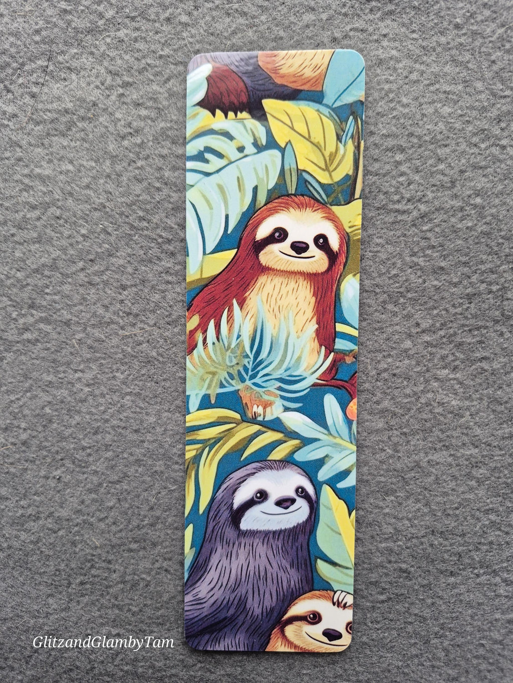 Sloth Bookmark: Jungle Scene with Cute Sloths by GlitzandGlambyTam
