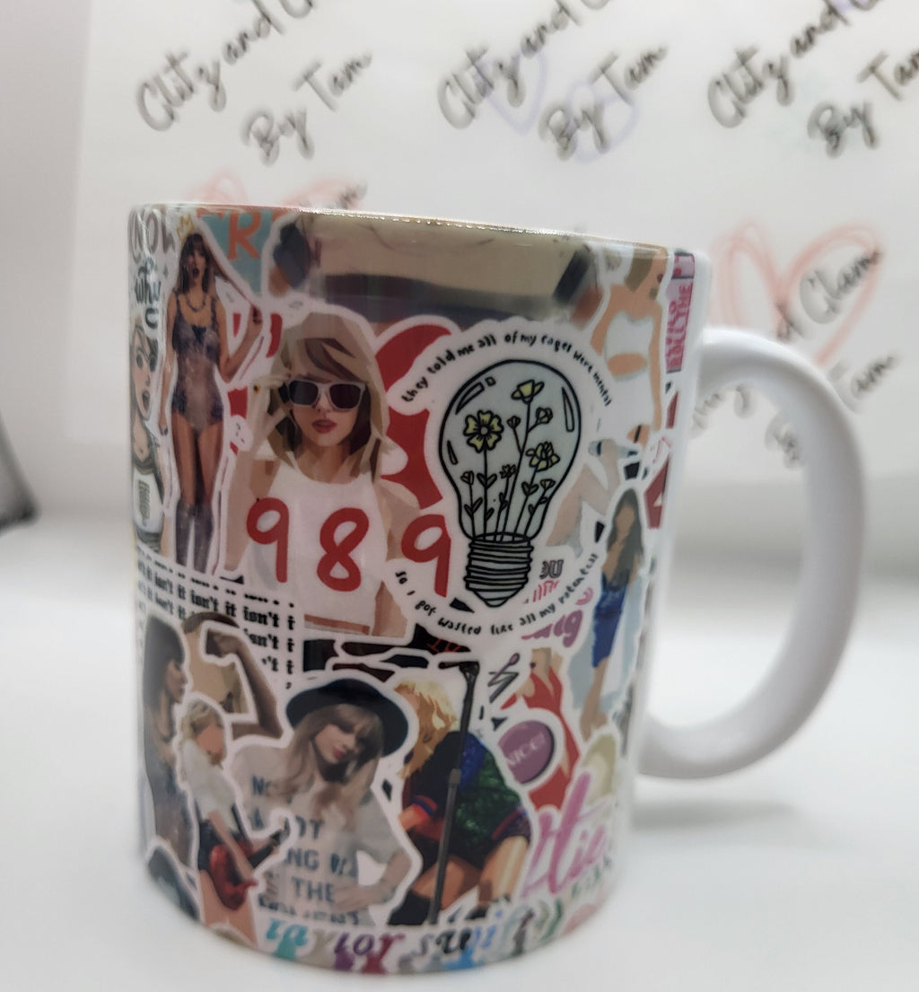 Taylor Swift Collage Mug: 1989, Stickers, Fan Art - Perfect Gift for Swifties! Clitz and Glam By Tam