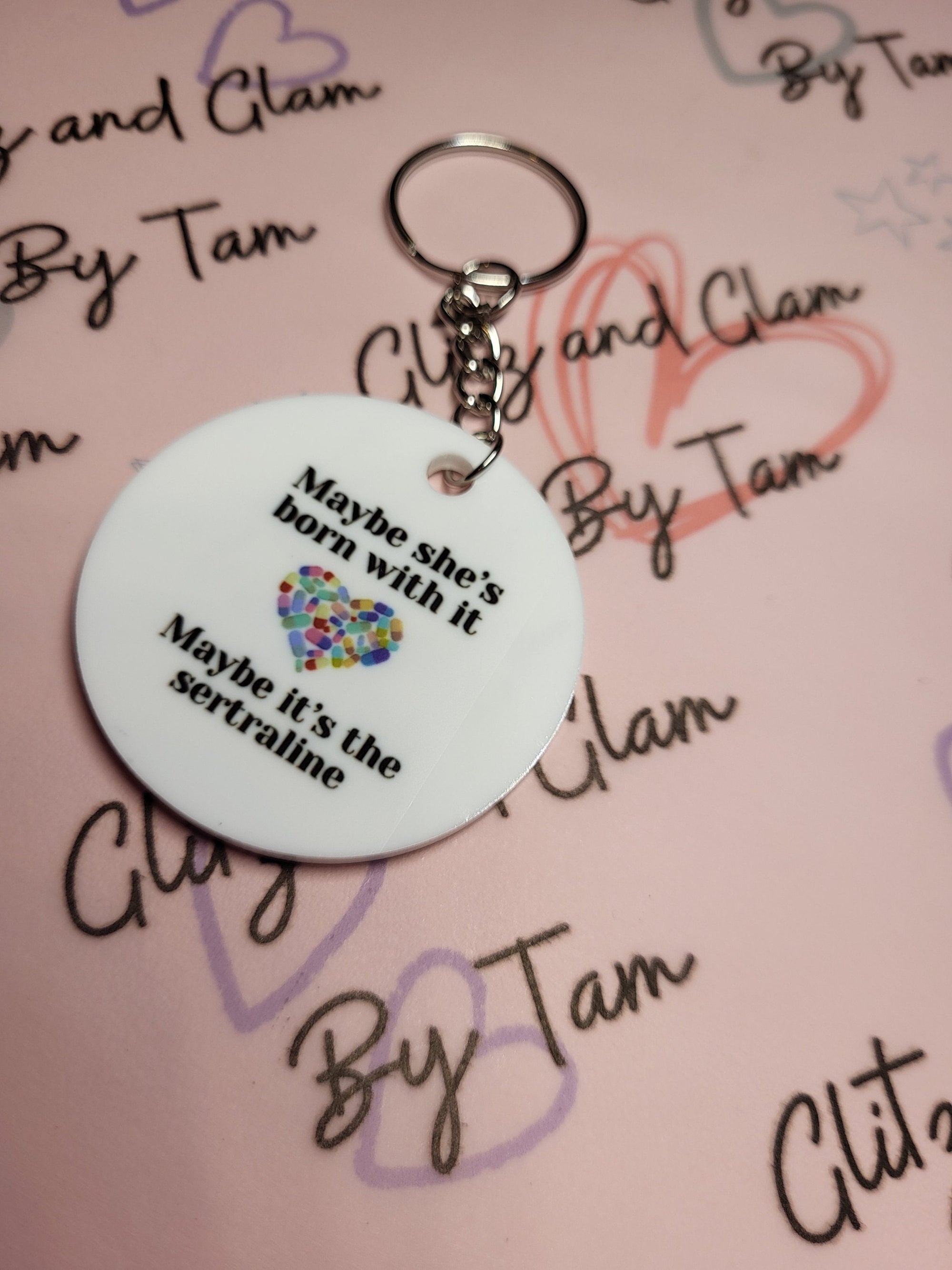 Sertraline Keychain: Funny Mental Health Accessory - Glitz and Glam by Tam