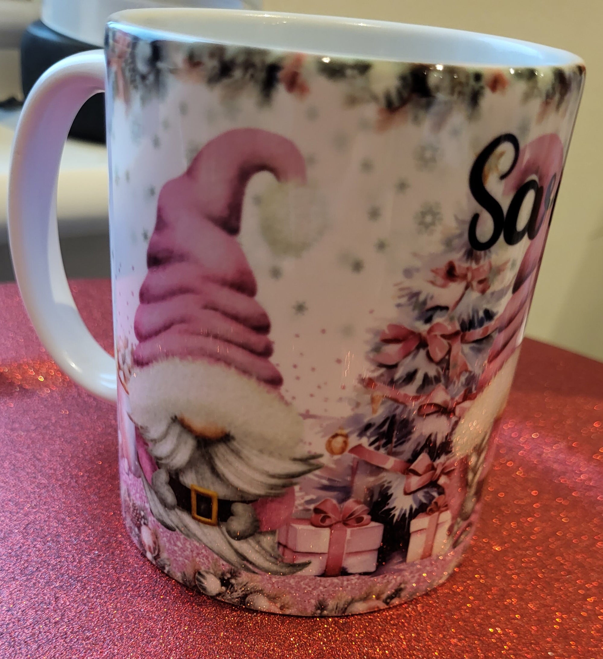 Pink Christmas Cup.Christmas movie watching mug.Cup.Christmas gift.Christmas Eve Mug.Secret Santa gift.Hot Chocolate Mug.Santa mug.Cup.Gift