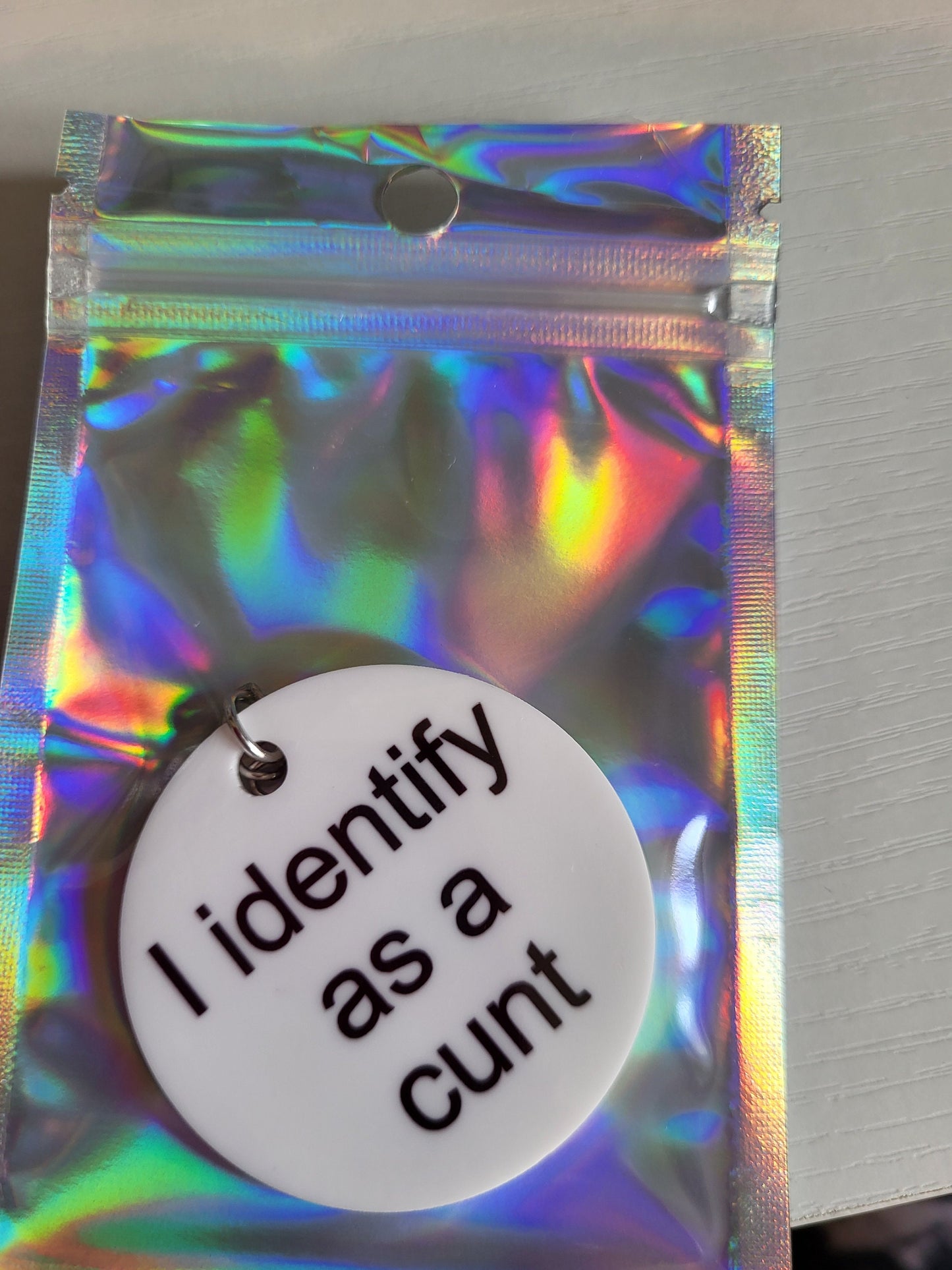 I identify as c**t keyring , christmas gift , funny gift , sweary gift , novelty gift , small gift , birthday, swear