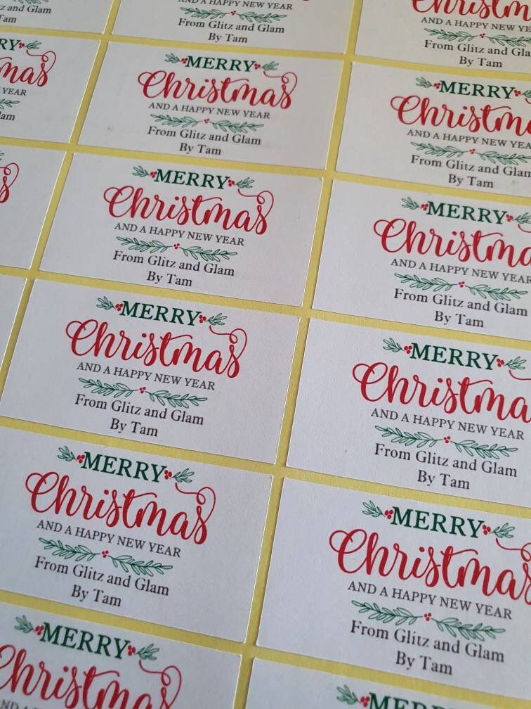 Christmas Stickers: Merry Christmas Gift Tags, Handmade by Glitz and Glam