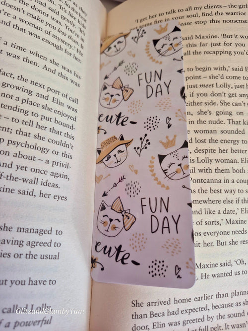 Cute Cat Bookmark: Fun Day Theme, Book Lover Gift, Adorable Cat Illustrations, Book Accessory