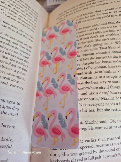 Flamingo Bookmark in Book - Cute Reader Gift - GlitzandGlambyTam