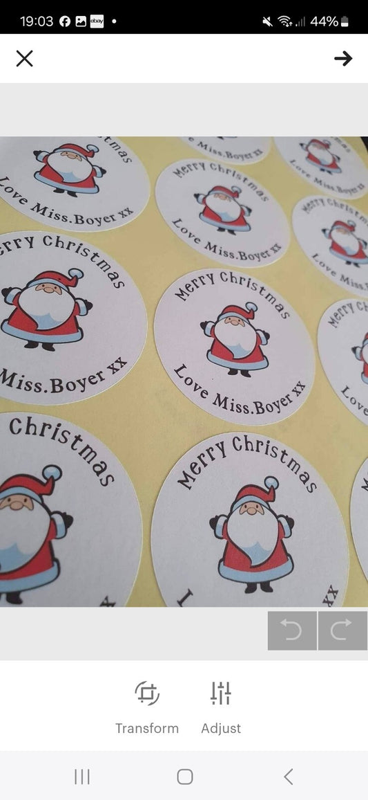 x 24 PERSONALISED CHRISTMAS STICKERS NAME LABELS GIFT TAG FUN SANTA LABELS