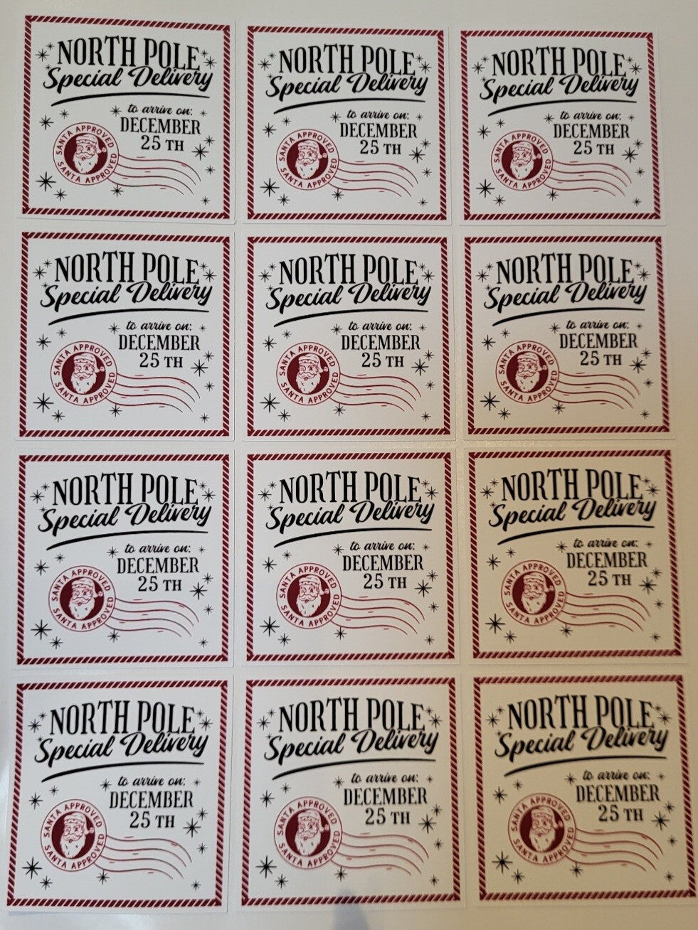 North Pole Santa Stickers, Christmas Present Labels 