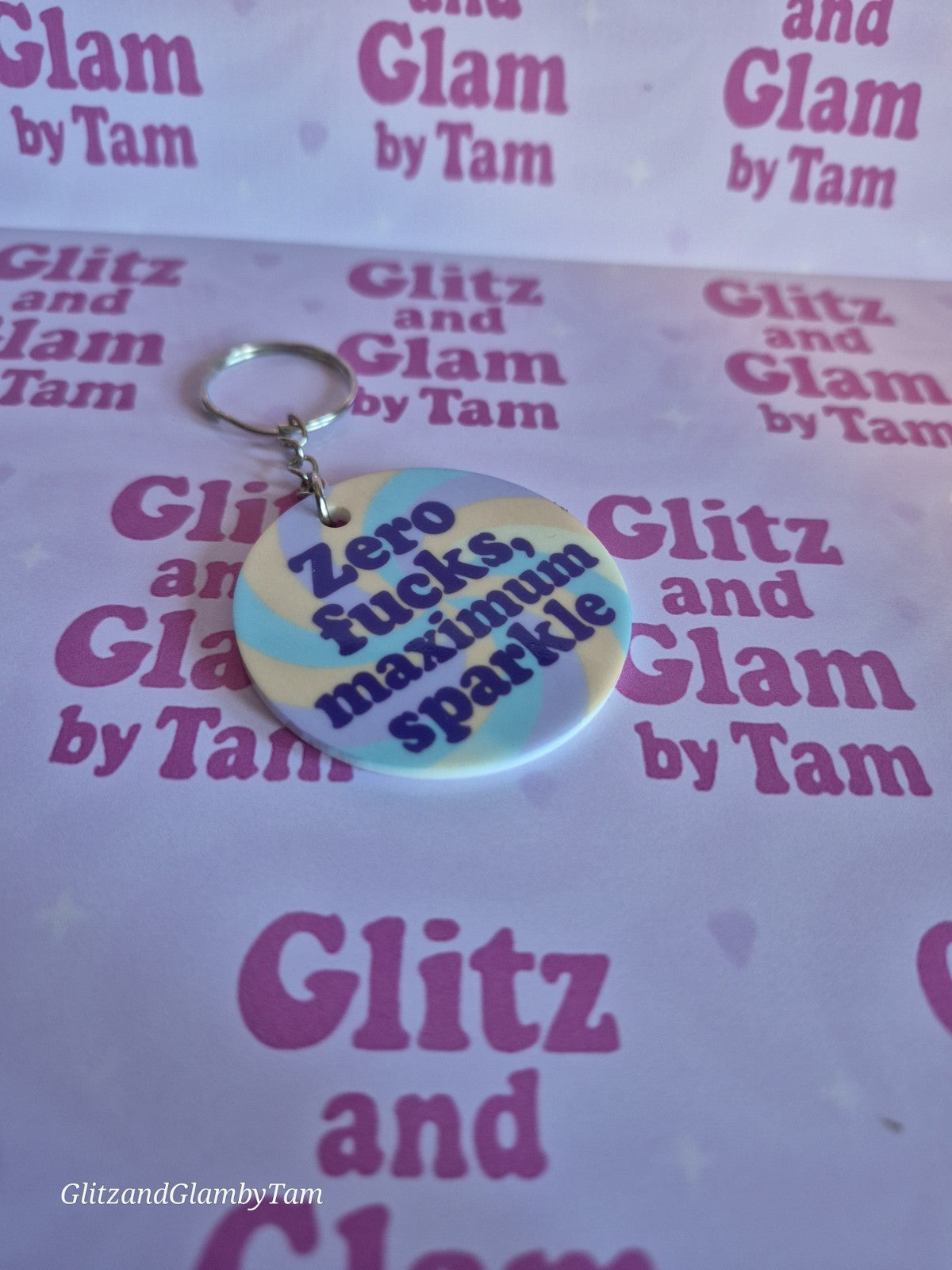 Zero F*cks, Maximum Sparkle Keyring - Sassy Gift For Her - Sweary AF