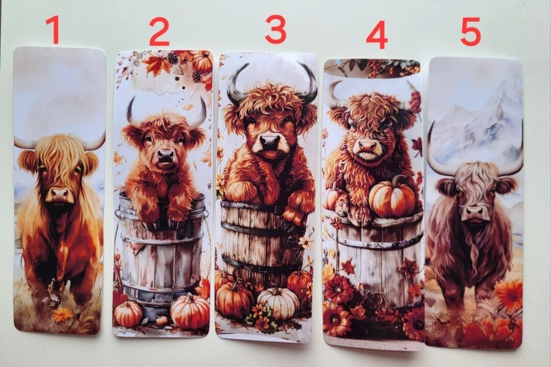 Lovely illustrated Highland Cow printed bookmark, Page Saver, Book Lover Gift