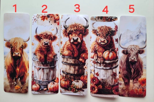 Lovely illustrated Highland Cow printed bookmark, Page Saver, Book Lover Gift