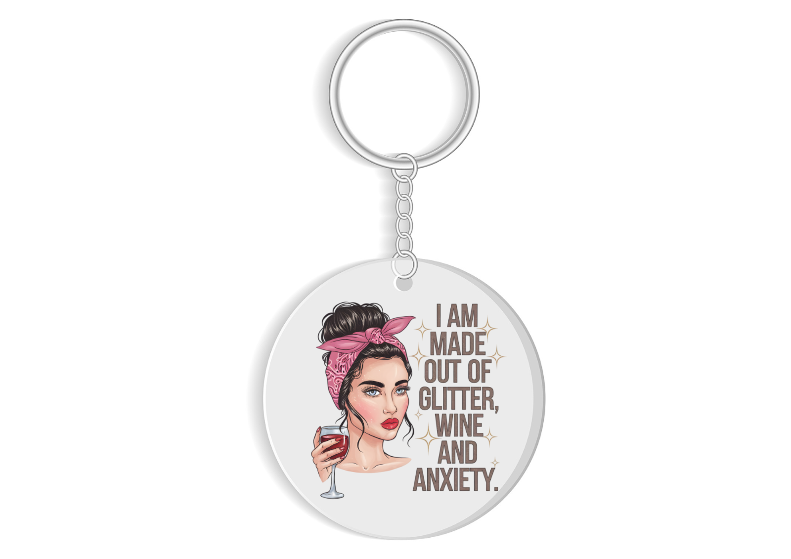 I am made of glitter , wine & Anxiety Keyring , funny adult keyring gift