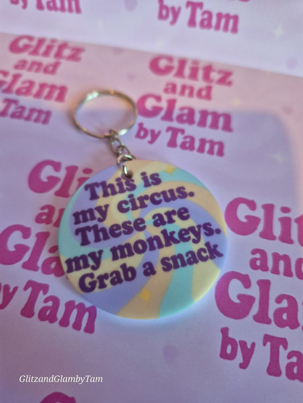 Pastel Circus Monkey Keyring: Funny & Quirky Gift Idea | GlitzandGlambyTam