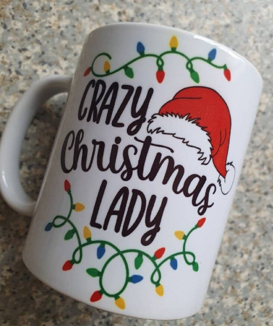 Crazy Christmas Lady Mug – Funny Xmas Gift – Secret Santa Present – Christmas Ev
