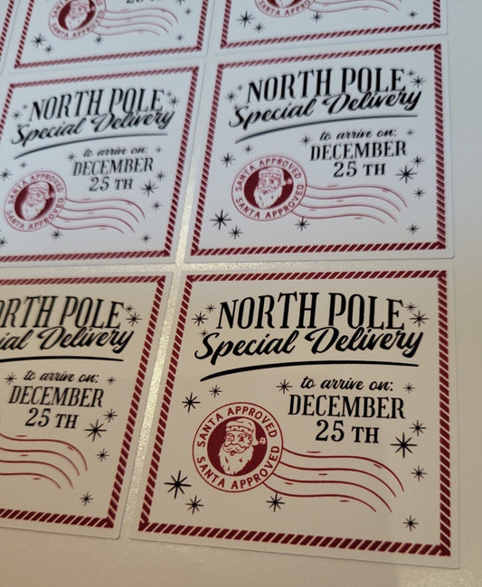 North Pole Santa Stickers, Christmas Present Labels 