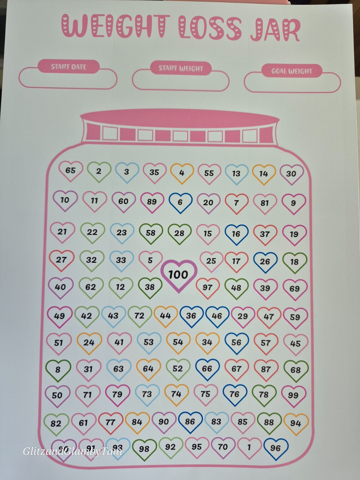 Weight Loss Jar Tracker Printable Chart | Goal Setting Pink