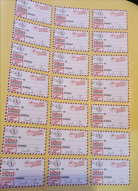 Santas nice list workshop stickers  north pole Personalised Christmas Labels