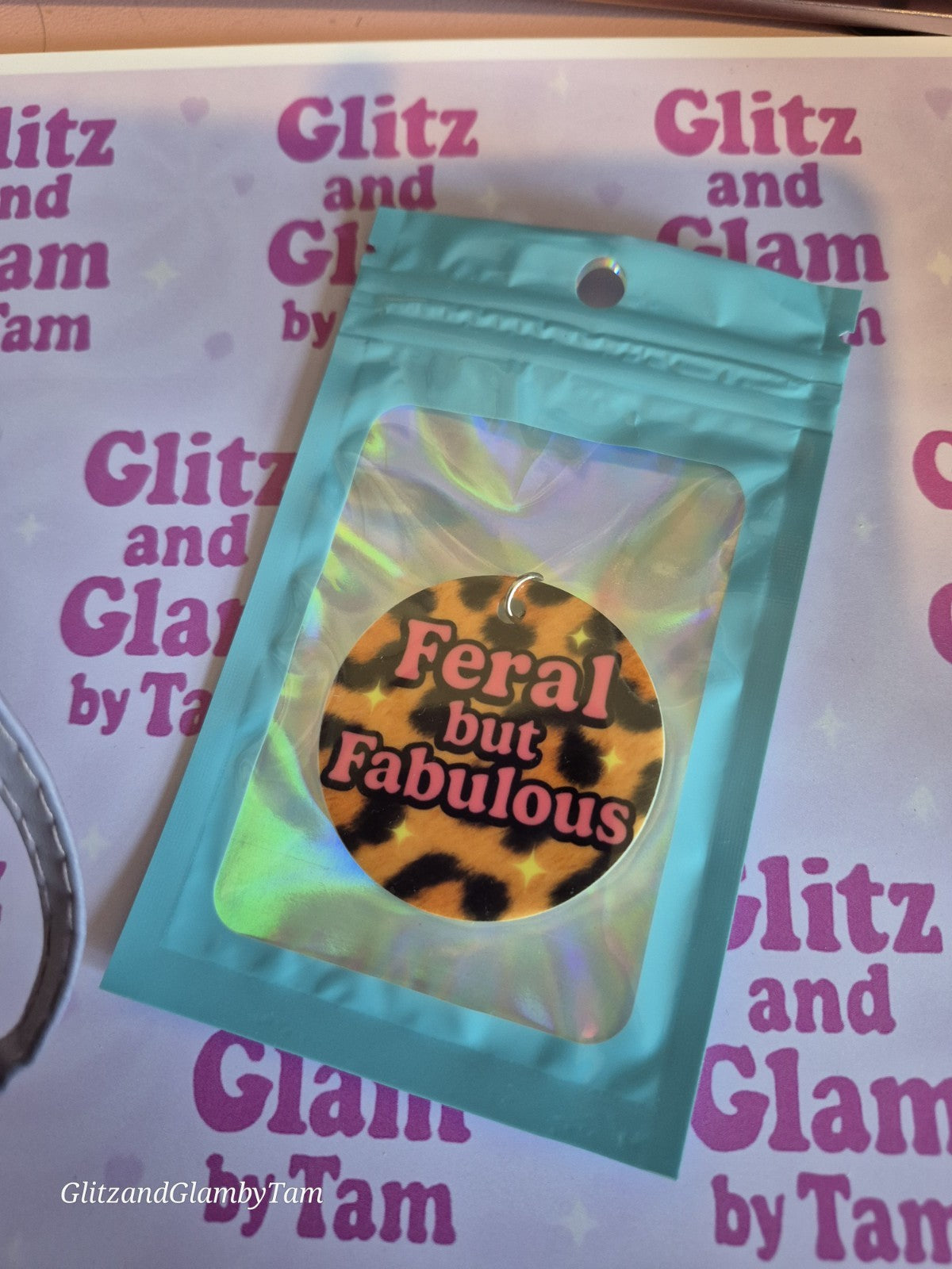 Feral but Fabulous Keyring – Leopard Print Acrylic Keychain – Funny Sassy Gift –