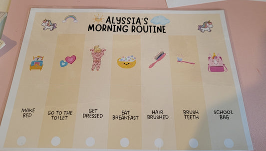 MORNING ROUTINE REWARD CHART , Wipeable , Laminated , School Morning Chart 