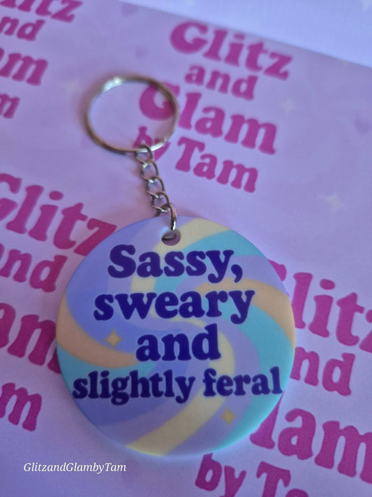 🐆 Sassy, Sweary, and Slightly Feral Keyring – Pastel Sass for the Wild at Heart