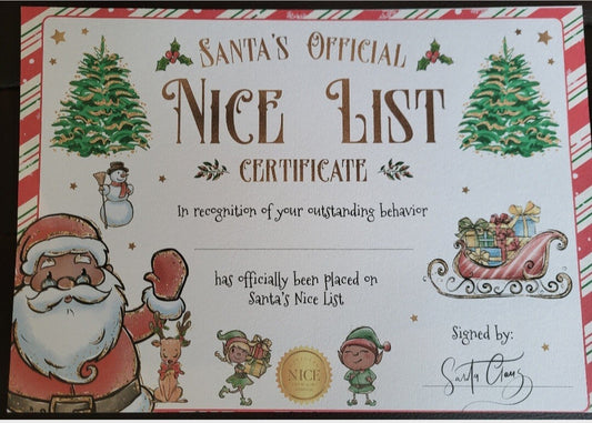 Santa’s Nice List Certificate, Christmas Eve Box Filler