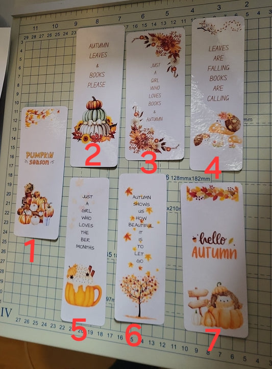 Autumn Inspired Bookmark Collection, PSL, Autumn Leaves, Book Lover, Pumpkin