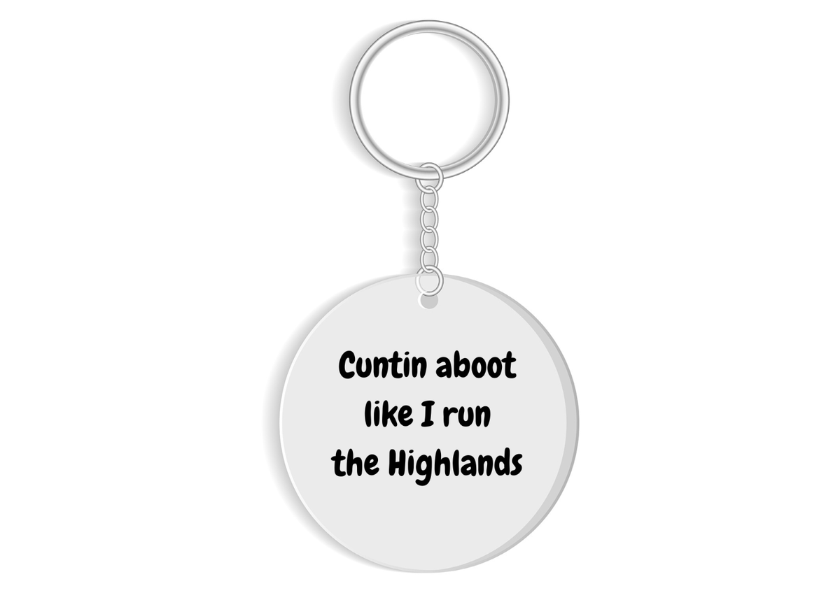 Funny Scottish Highlands Keyring - "Running the Highlands" Novelty Gift, Sweary Scotland Souvenir, Quirky Present, Keychain